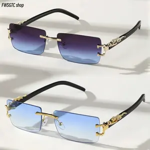 2-Piece Fashion Trendy Frameless Rectangular Sunglasses, Personalized Stylish Eyewear for Daily Wear tiktokshopspringglowup