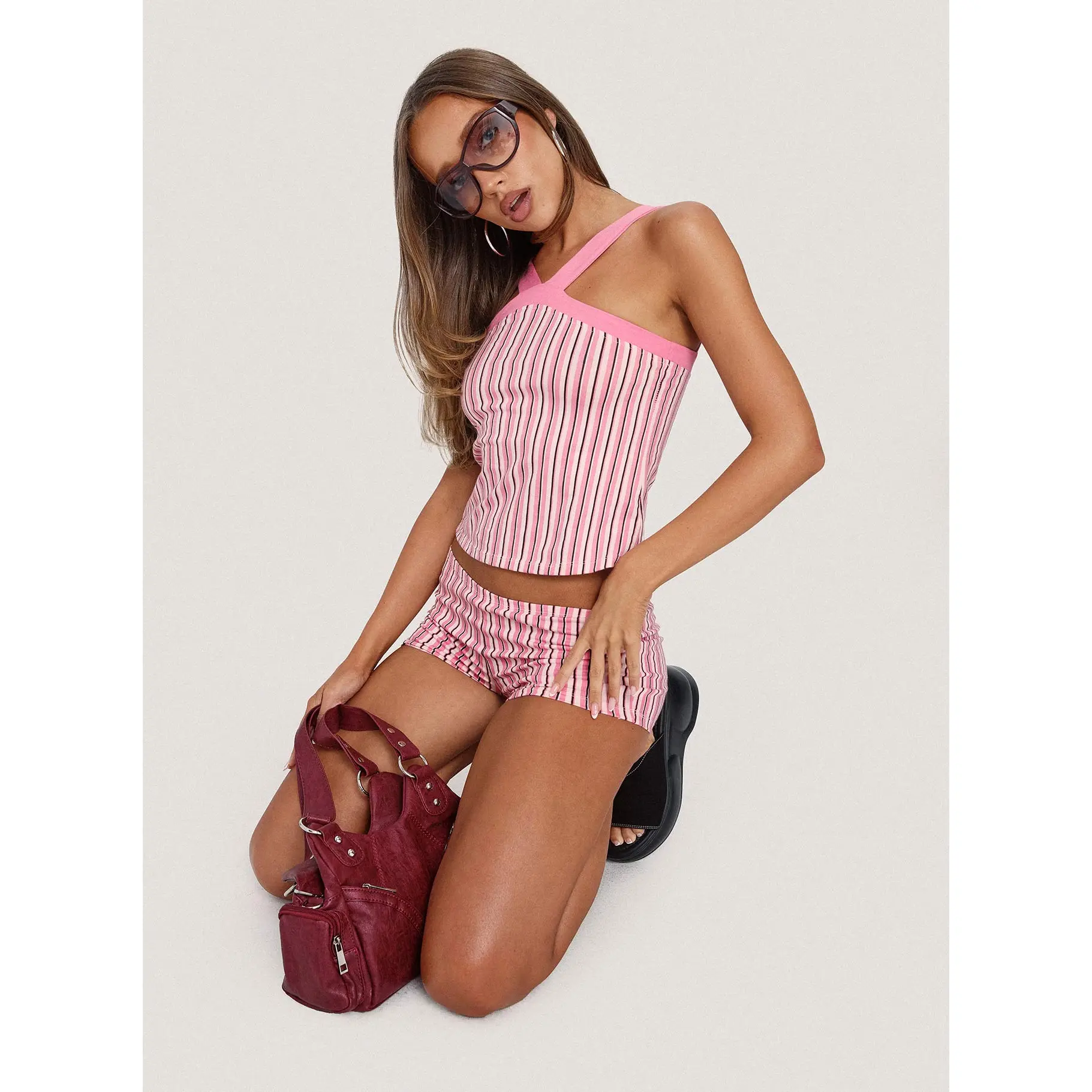 Eunia Short Pink Pinstripe
