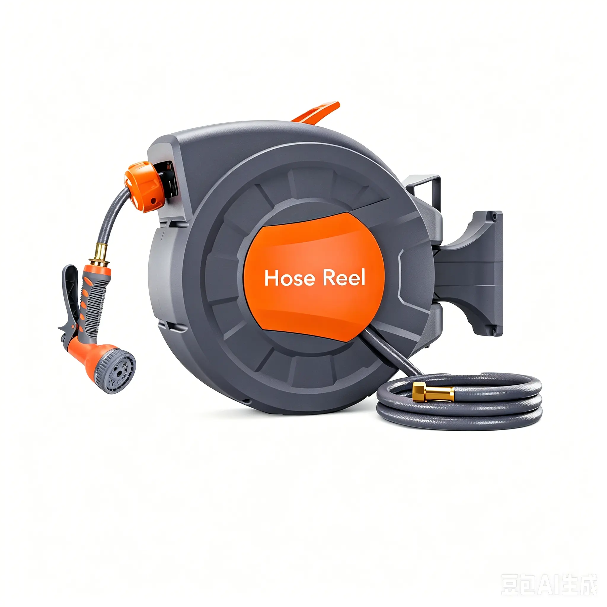 1/2" x 100FT Retractable Garden Hose Reel, Wall Mounted Heavy Duty Water Hose with 9 Pattern Nozzle, Automatic Rewind, 180° Swivel & Any Length Lock for Garden Watering