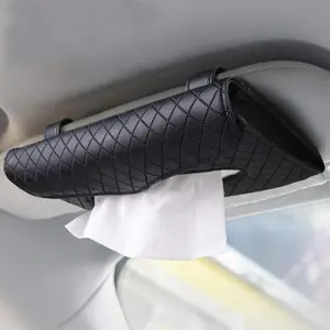 Car Tissue Holder - Sun Visor Napkin Holder, PU Leather Backseat Tissue Case for Truck