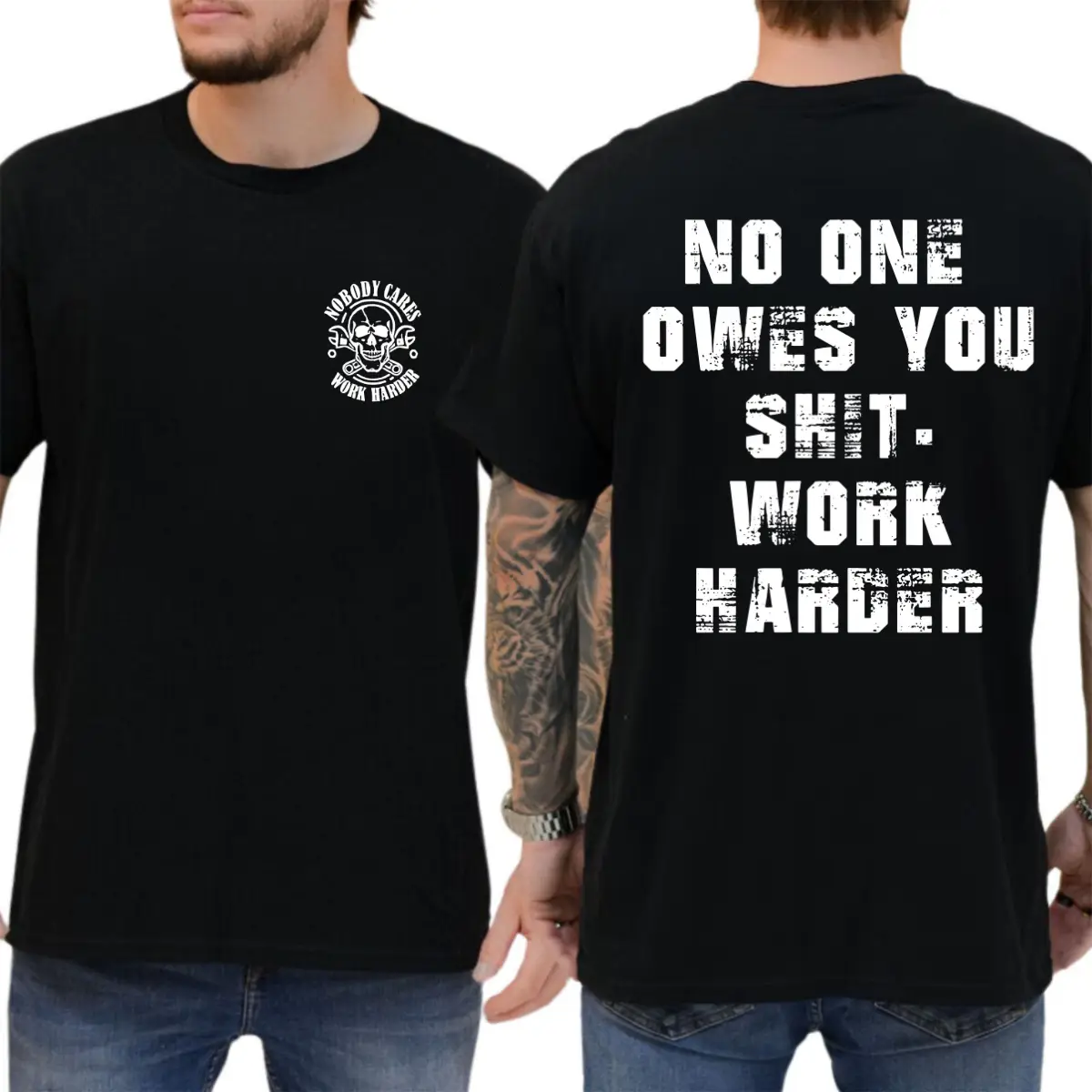 Work Harder Skull Shirt – Gritty Message for the Relentless Grinder, Menswear Tops Streetwear Tshirt