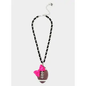 Betsey Johnson RIBBON FOOTBALL PENDANT PINK