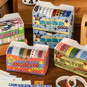 10 Roll Washi Tape Set for DIY Crafts, Showa Handwriting Decorative Masking Tape for Bullet Journals, Scrapbooking, and Collage Art, Colorful Tape