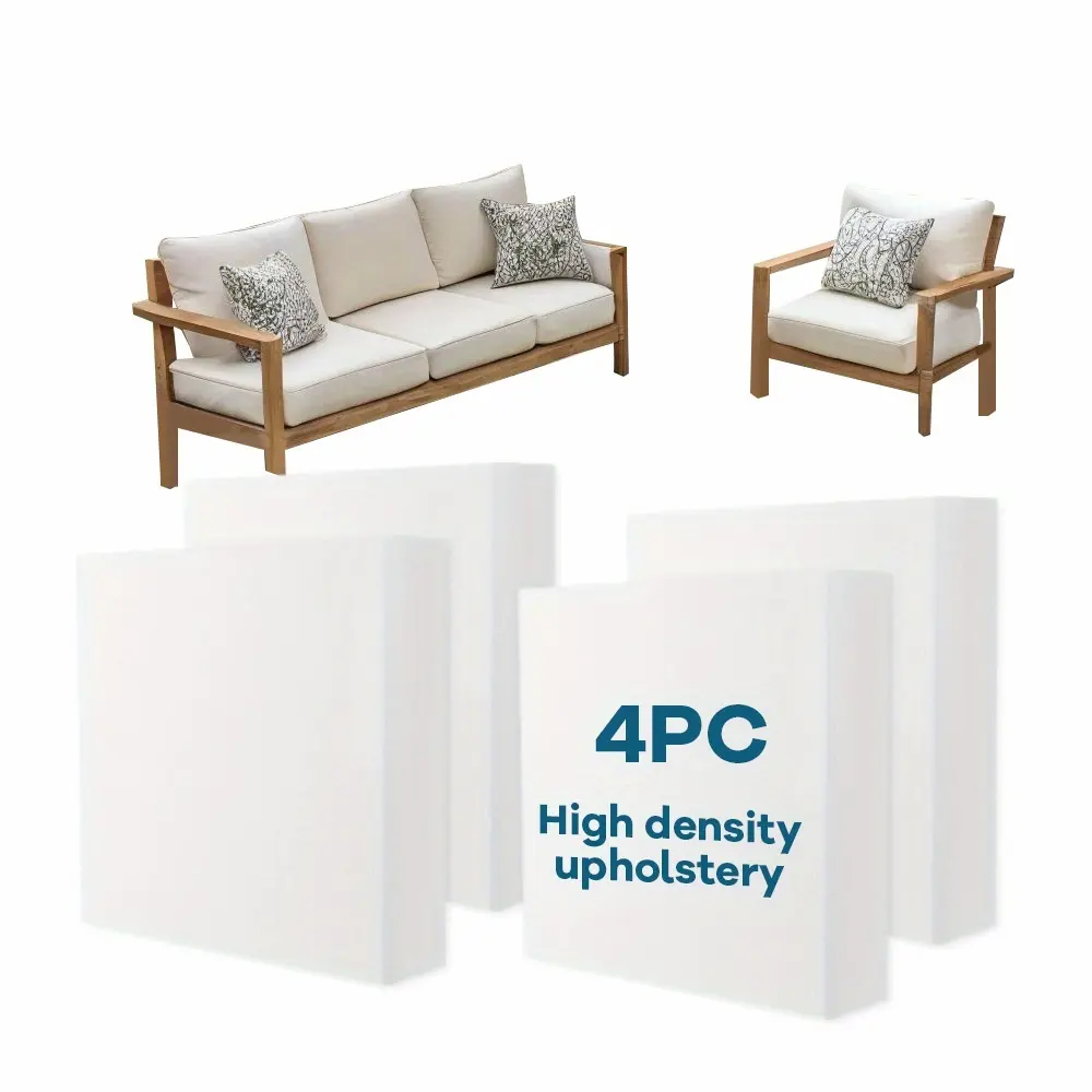 Rectangular Solid 24"x24" High Density Upholstery Foam Pads - 4-Pack/2-Pack, Couch Cushion Replacement, Seat Pad, Multiple Thicknesses, Craft Projects