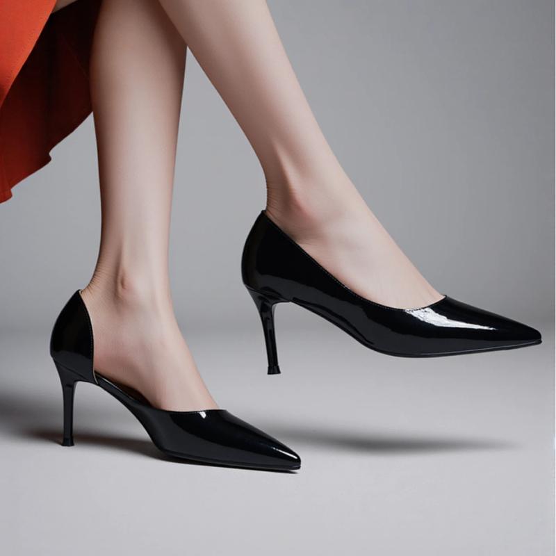 Comfortable, simple and elegant temperament women's singles shoes side empty slim heels women's high heels women's shoes