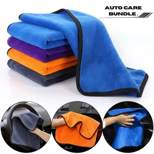 AERIX AUTO CARE TM Dual Side Ultra Soft Coral Fleece Towels Premium 80/20 Blend - 600 GSM 16x16 Inch 4 Pack - Thick Plush All Purpose Microfiber Cloths for Car Detailing, Home, and Kitchen Cleaning Large Edgeless