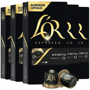 L'OR Espresso Ristretto Capsules 50 Count | Single-Serve Aluminum Coffee Pods | Compatible with L'OR BARISTA & Nespresso Original Machines | Pack of 1 | Premium Espresso Coffee Capsules