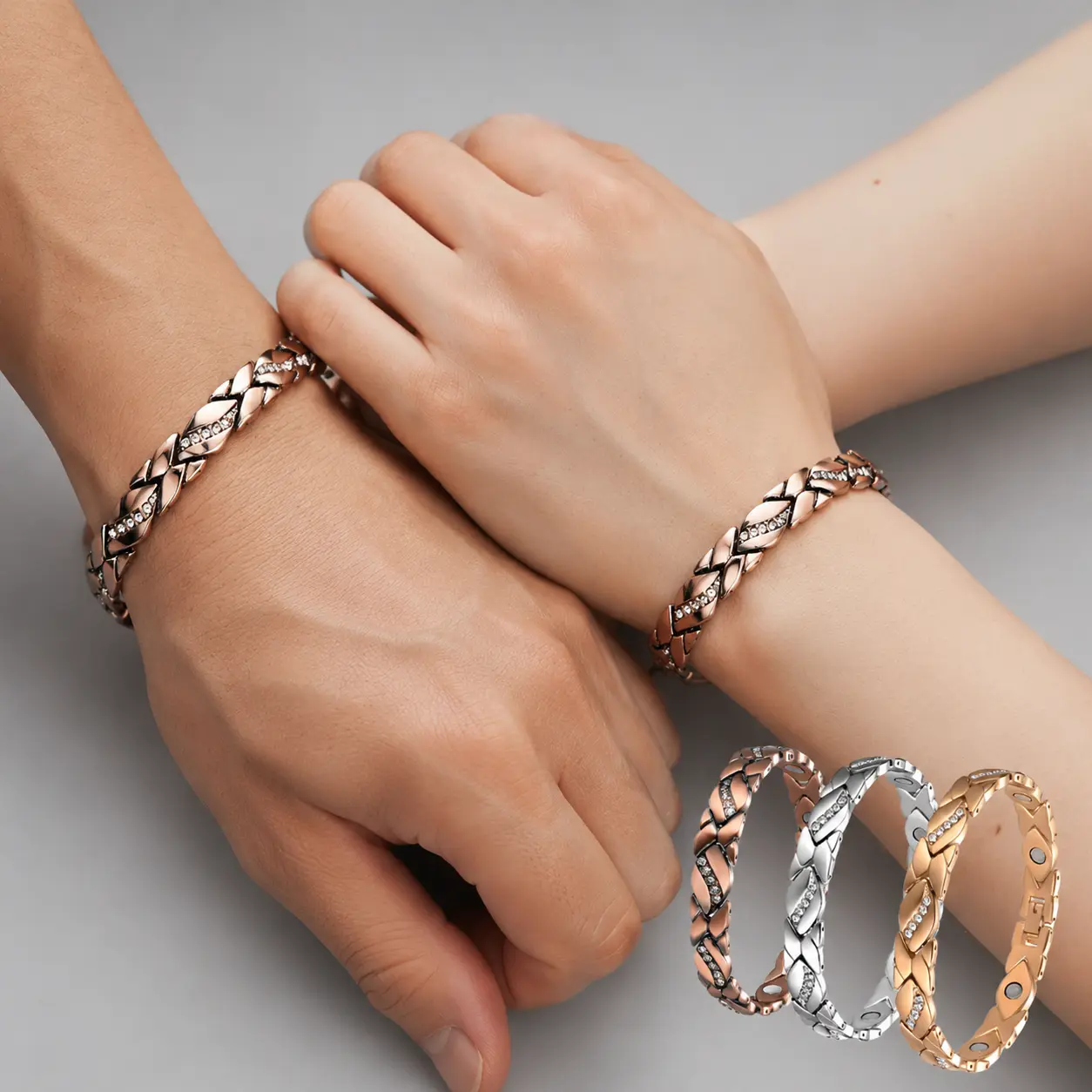 Pure Copper Magnetic Bracelet for Women – 3500 Gauss Magnets & Crystals  -Ultra Magnetic Copper Bracelet with Sparkling Crystals – Stylish Valentine’s Day Gift & Outdoor Wellness Jewelry. Combines Fashion, Comfort & Magnetic Therapy.