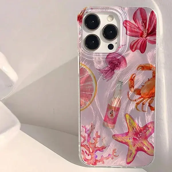 Coral Tide phone case for use with iPhone 17 air 16 Pro max 15 plus 14 Pro 13/12/11/X/XR/XSMAX sublimation phone case compatible with Samsung Galaxy S25 ultra S24 plus S23 interesting high quality  artistic sense Coastal aesthetic