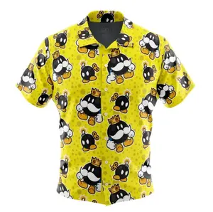 King Bob Omb Mario Bros Hawaiian Shirt – Hawaiian shirt, Anime Hawaiian Shirt, Vintage Streetwear Hawaiian shirt, Casual Hawaiian shirt outfits, Unisex, Trendy Hawaiian shirt
