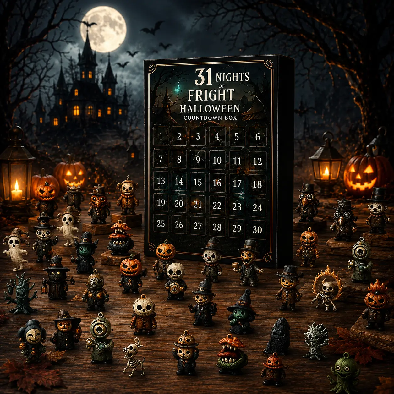 2026 Halloween Countdown Advent Calendar Gift Box - 31 Nights of Fright Blindbags Surprise Set, Scary Doll Collectible Minifigures, Hanging Charms, Mini Decorations, Festive Horror Vibe Gift for Horror Lovers with Daily Halloween Surprise