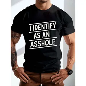 Summer t Shirts mens i identify as an as graphic t shirt black casual summer tee short sleeve machine washable everyday tshirt relaxed fit shirt glossy fabric black -1 A79