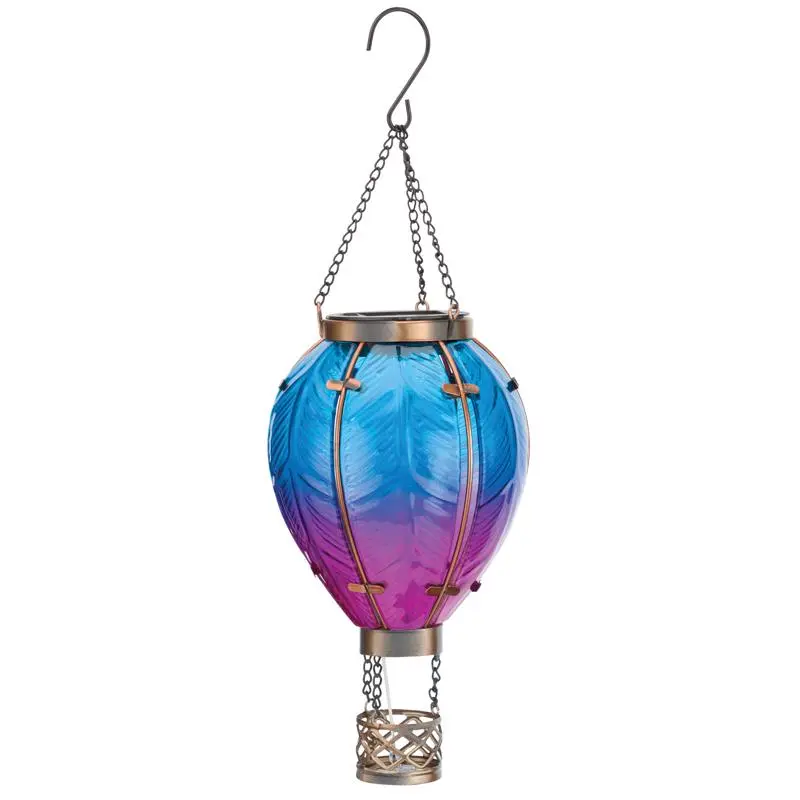 Regal Art & Gift Blue/Pink Glass/Metal 15 in. H Hot Air Balloon Lantern (Pack of 4)