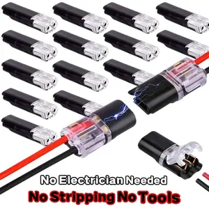 20/50/100 Pack 2 Pin Electrical Wire Connectors | No Stripping, No Tools Required | Double-Wire Plug-in with Locking Buckle for Fast Connect | Ideal for LED Lights, Bedroom & Wall Decor, Home Essentials & Automotive Wiring#Mother's Day