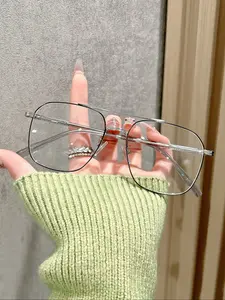 Vintage Square Pilot Blue Light Blocking Glasses, 70s Retro Style, Neutral Design, Durable and Fashionable Metal Frame Eyeglasses, Perfect for Casual Wear