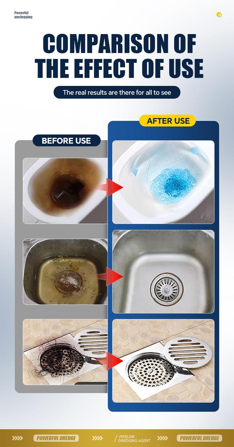 Liapu Strong Drain Cleaner for Kitchen & Bathroom Pipes Dissolves 200 Clogs Kills 99% Bacteria Removes Odors Unscented 1 Pc