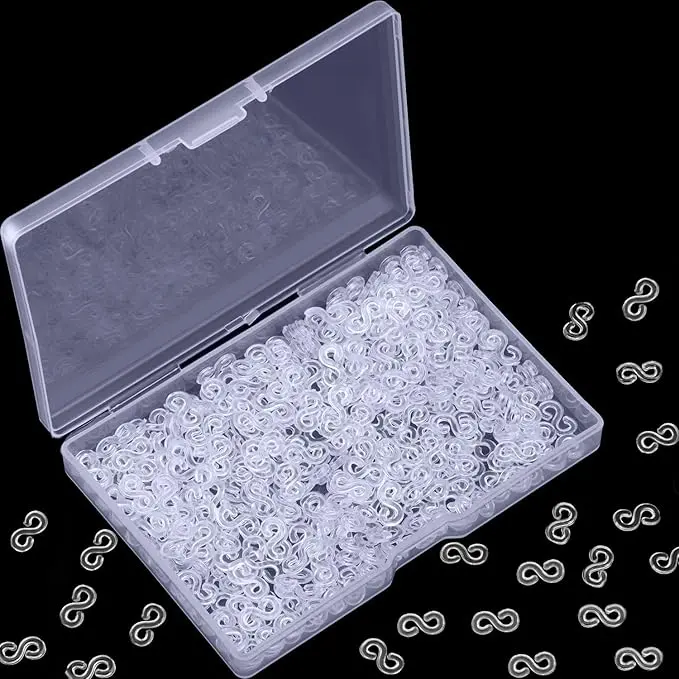 300 Pieces Non-Toxic No Odd Smell Wear-Resistant Rubber Band S-Clips - Washable Plastic Loom Band Connectors, Beads and Accessories, Necklace Charm Link, Handmade Beading Material for Loom Bracelet Refills, Jewelry Making DIY (Festivals, Birthdays)
