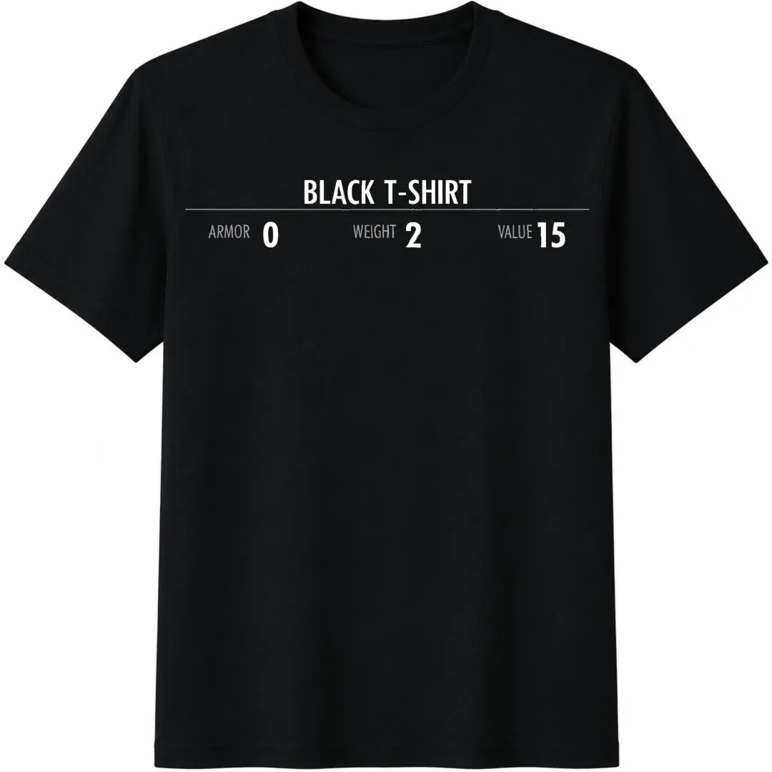Unisex Gamer RPG T-Shirt, Casual Loose-Fit Cotton Short Sleeve Top with Geometric Design, Breathable Fashion Gym Tee for Fans, Matching, Shortsleeve, Round Neck, Tops