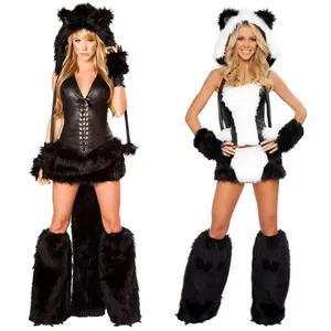 25COSWomen Sexy Furry Cartoon Animal Cosplay Costumes Anime Rabbit Fox Catwoman Fancy Dress Carnival Party Stage Performance Dre Bodysuit Skirt