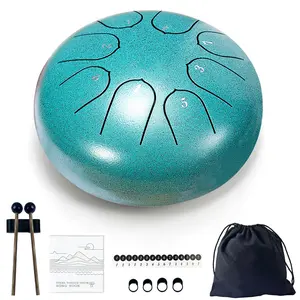 Beginner Friendly Rain Drum - 6" 8 Notes C-Key Steel Tongue Drum, No Music Skill Needed, Anti-Stress Healing Instrument, Must-Have TikTok Shop Find (Green) Quiet Mesh Electronic Set book exquisite box Practice Pad with Sticks and Bag clean cloth Portable