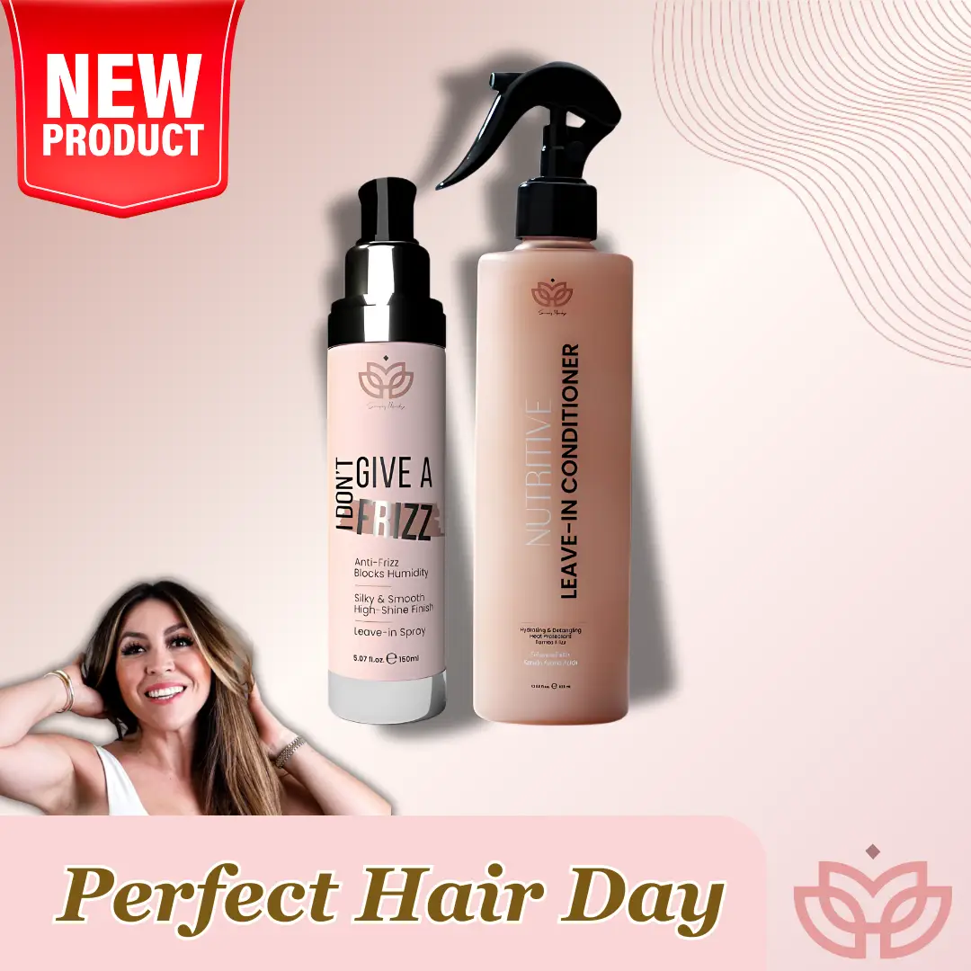 Perfect Hair Day Bundle - Simply Nutritive Leave-In Conditioner & IDGAF Anti-Frizz Spray with Argan Oil & Keratin for Shine & Frizz Control