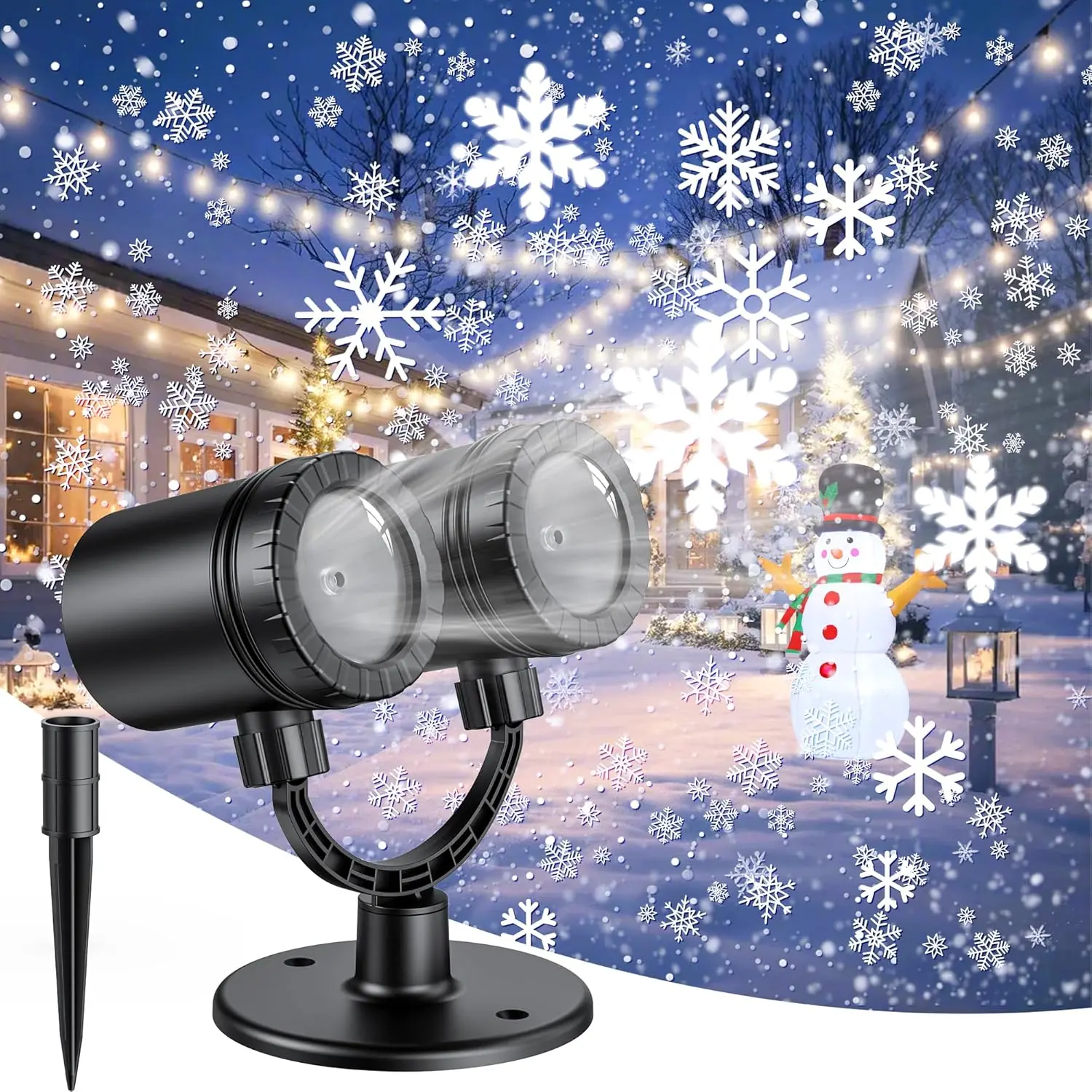 Christmas Projector Lights - Outdoor Snowfall LED Lights,  Snowflake Projector for Xmas Holiday Party, Patio, Garden Decoration