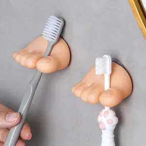 [4 Funny Toothbrush Holder] 1pc Toothbrush Holder, Suction Cup Funny Toothbrush Rack, Bathroom Decoration Storage Rack, Small Clip