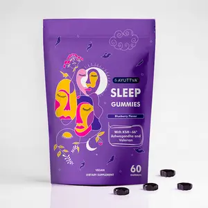 Sleep Gummies with KSM 66 Ashwagandha and Valerian Root for Blissful Sleep | Tasty Blueberry Flavor