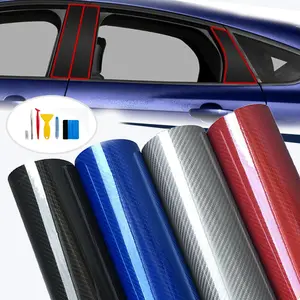 Large 7D Super Glossy Black Carbon Fiber Vinyl Wrap - Anti-Wrinkle, Air Release Automotive Wrap - DIY Decals Self Adhesive Car Vinyl Sticker for Interior/Exterior - Size 50cm x 300cm  Contain Knife and Hand Tool