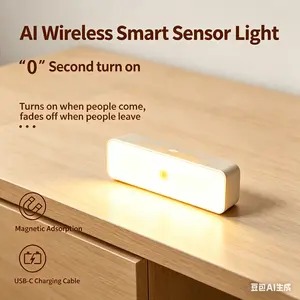 LED Motion Sensor Cabinet Light,  USB Rechargeable Magnetic Kitchen Night Light, Home Wireless Under Counter Closet Light for Wardrobe Stairs, Home Decor Light