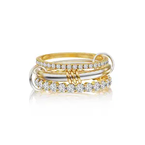 KOPERIN 3 Layered Interlocked Stackable EngagementRings for Women Cubic Zirconia Stacking Jewelry for Summer for Fashion