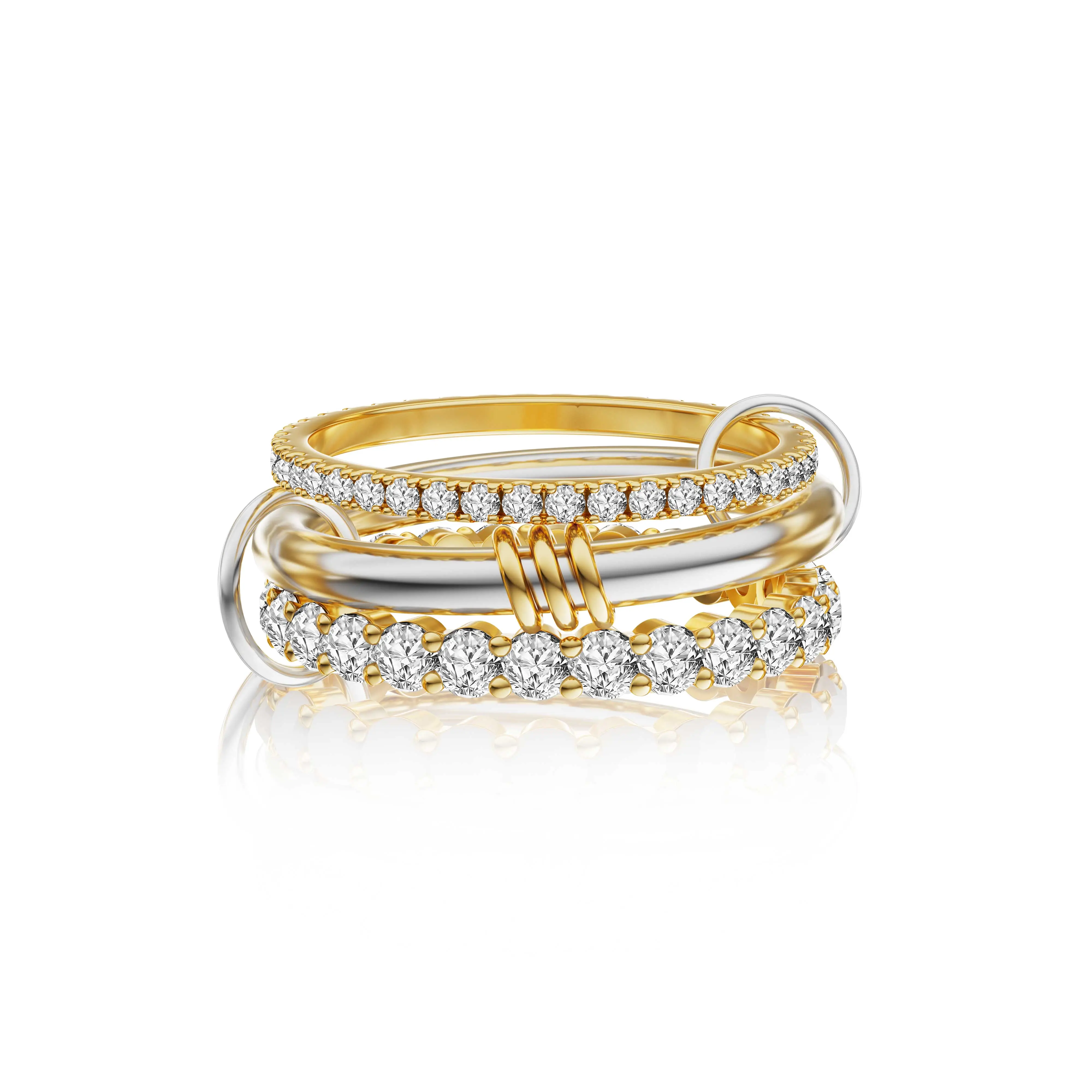 KOPERIN 3 Layered Interlocked Stackable EngagementRings for Women Cubic Zirconia Stacking Jewelry for Summer for Fashion