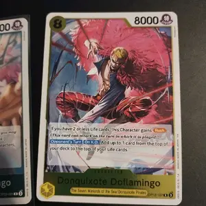 Donquixote Doflamingo Foil Card - 8000 Points, Character from The Seven Wards of the Sea, On K.O. Add 1 Card to Deck