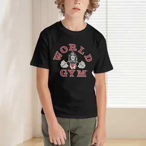 World Gym Kids T-Shirt - 100% Pure Cotton, Soft & Breathable, Unisex Fit, Classic Crew Neck, Ideal for School, Work, or Casual Wear, Suitable for All Ages
