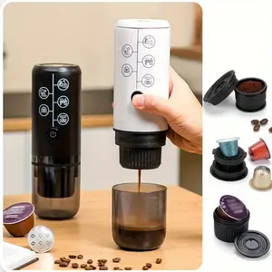 2-in-1/3-in-1 Portable Capsule Coffee Mahine Espresso Coffee Maker, Rechargeable Mini Automatic Wireless Coffee Maker For Office, Home, Outdoor Travel, Car, No Heating Function, Need To Add Hot Water