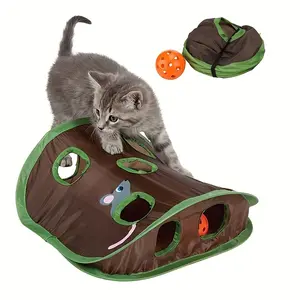 9 Hole Foldable Interactive Pet Cat Hide-and-Seek Tunnel Toy - Rat Catching, Hiding Hole, Collapsible, Portable, Fun, Exercise, and Entertainment for Your Feline Friend - Easy to Set Up and Store