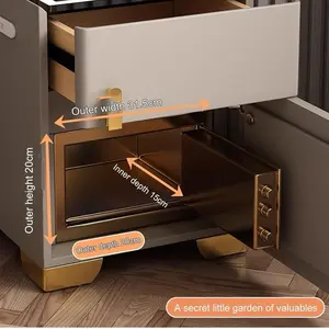 Smart bedside cabinet and safe, integrated and minimalist design, modern style, wireless charging, fingerprint lock, solid wood, bedroom bedside cabinet, safe