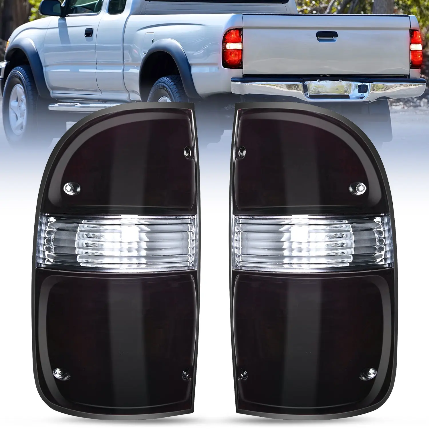 Nilight Vehicle-Specific Automotive Taillight Assembly Pair for 2001-2004 Toyota Tacoma, Dark Red Housing Rear Lamps - OE Socket Plug-In, 2 Bulbs Included, High Impact, Easy Install, Silicon Seal, Night Vision, Shock/Corrosion/Dust-Resistant