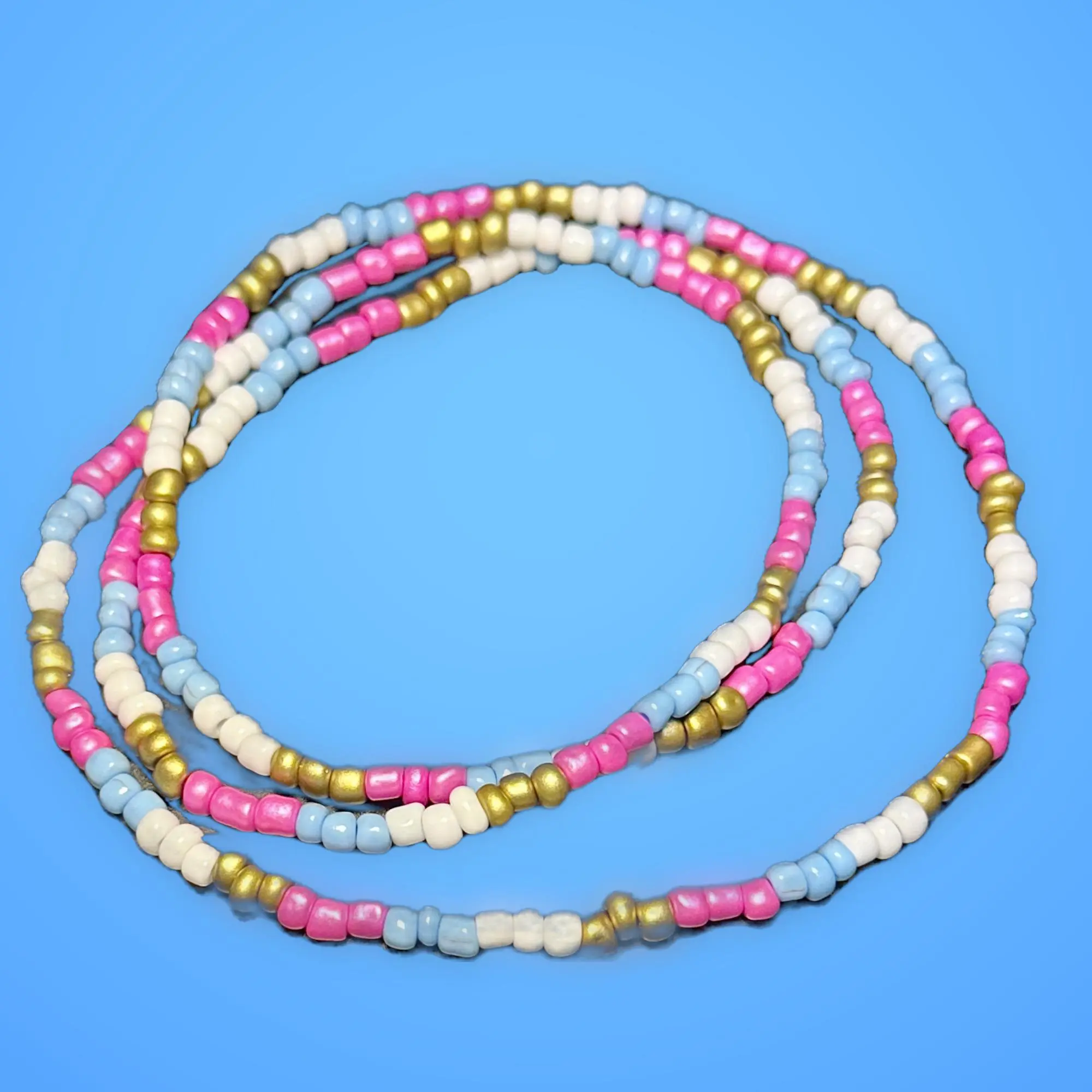 Unisex Religious Ethnic Beaded Long-Length Erzulie Freda Metresili Loa Vodou 21 Division Traditional Necklace, 21 Divisions, Collector's Item, Cultural