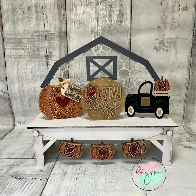 Fall pumpkins DIY sign craft kit for interchangable bench-Ready to paint kit- unfinished