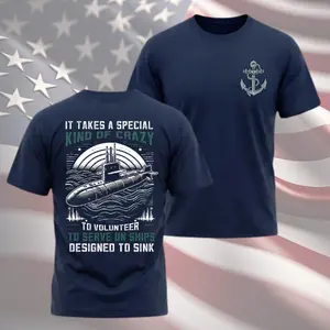 Submarine Veteran T-Shirt, U.S. Navy Submariner Humor Graphic Tee, Special Kind of Crazy Navy Shirt, Military Crew Anchor Print Gift for Sailor Dad