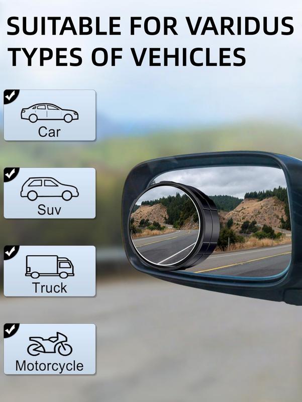 LMMAKE Universal Blind Spot Mirror 360° Adjustable Convex Design with 180° Wide-Angle Visibility Suction Cup Mount Waterproof Anti-Fog High-Strength Materials Ergonomic Easy Installation