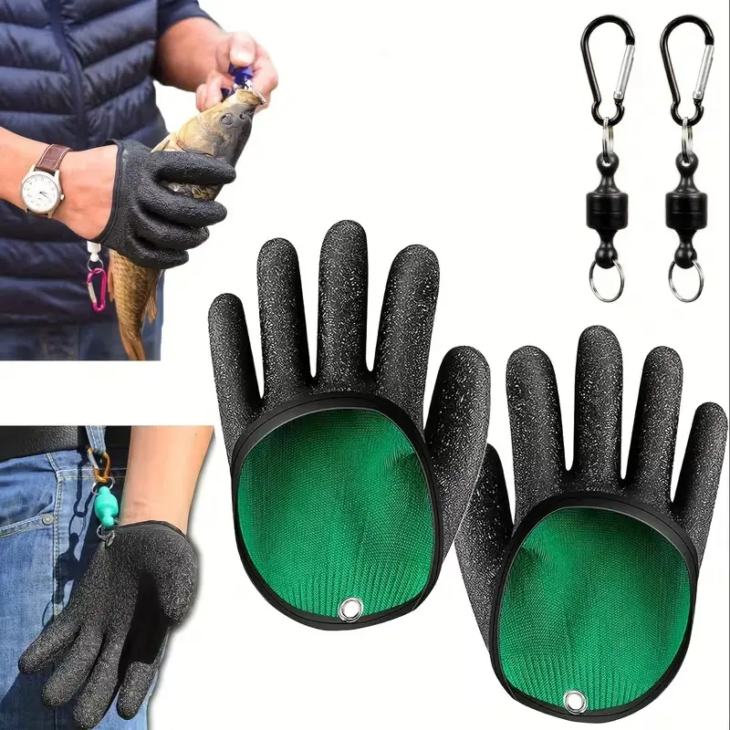 Fishing Gloves with Magnet Release, Fisherman Professional Catch Fish Gloves Quickly Drying Fishing Anti-Slip Fishing Glove for Handling, Catching