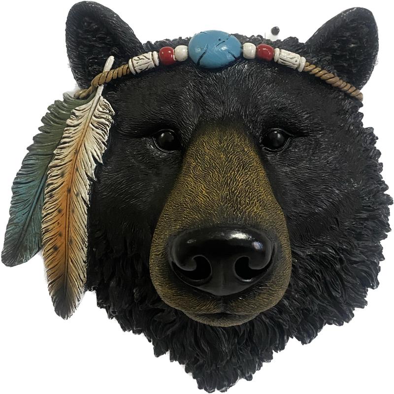 DAIHONGSAFI Bear Animal Head Statue Wall Decor Hanging Sculpture, Animal Head Totem Wall Art Decor Wall Mounted Ornament Craft for Home Office Decoration Waterproof Room