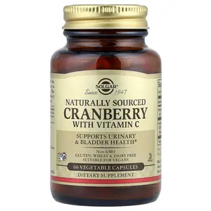 Solgar Cranberry with Vitamin C, Naturally Sourced, 60 Vegetable Capsules