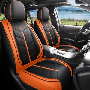 Universal PU Leather Car Seat Covers Automotive Seats Protector with Car Headrest for Most Vehicles SUVs Cute Car Accessories