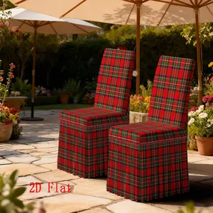 2/4/5/6/7pcs Classic Plaid Skirted Chair Cover & Tablecloth Set, Removable, Reusable, All-Season Home Decor & Gift