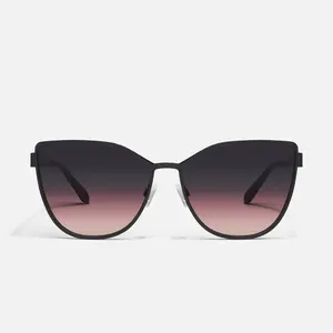 QUAY - IN PURSUIT Cat Eye Sunglasses with Adjustable Silicone Nose Pads & Standard Metal Arms for Bold Looks