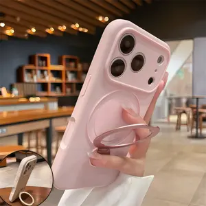 360 Rotation Bracket Liquid Silicone Phone Case for IPhone 17 Pro Max Soft Casing Holder Stand Shockproof Cover tiktokshopspringglowup summervibes Protection Cellphone