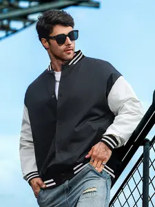 Men's fall/winter spliced double-breasted baseball uniform windbreaker jackets sports jacket